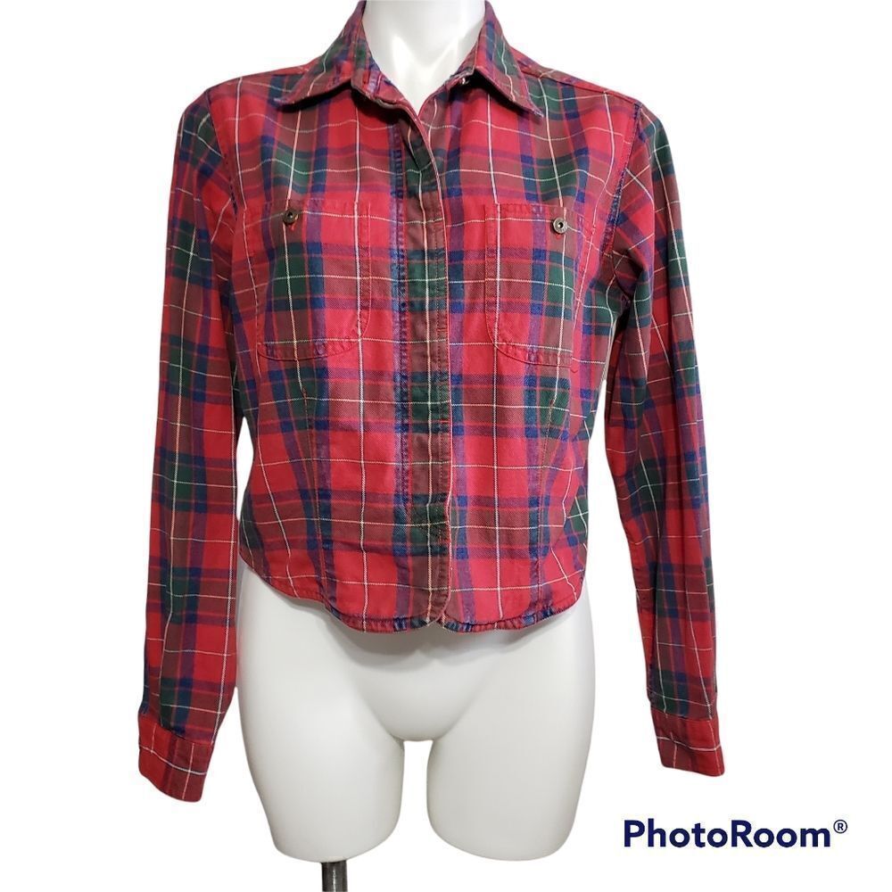 Vintage Liz Claiborne top tarten plaid button down 90's grunge preppy 8